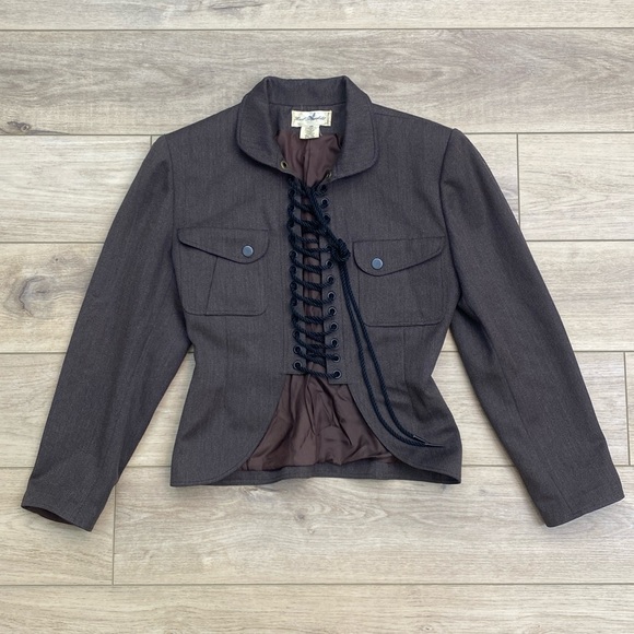 Karl Lagerfeld Jackets & Blazers - Vintage Karl Lagerfeld Collection Runway Jacket Lace Up Brown Wool